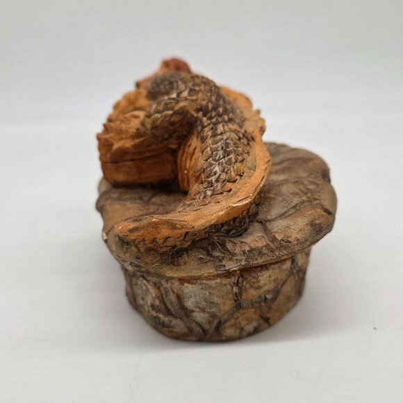 Crocodile Treasure Chest Trinket Box Figurine by Albee 1992 Travelling Luggage - Picture 8 of 11